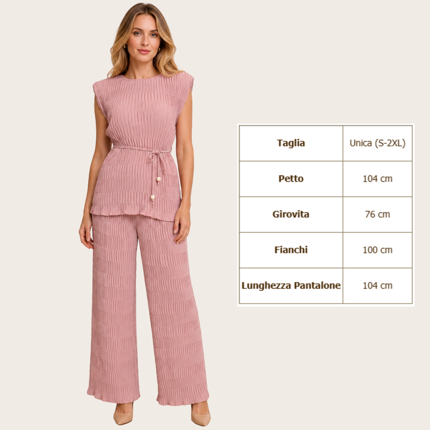 [MIXMUSE] Tokyo, Completo Plissettato Con Top Con Laccetto In Vita E Pantalone